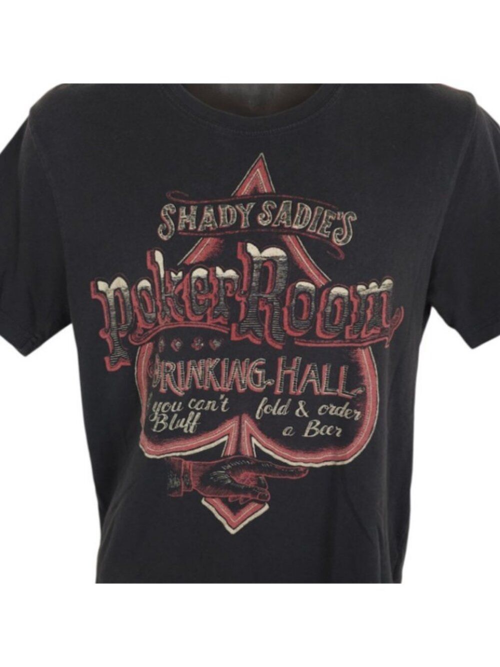 Shady Sadies Poker Room T Shirt Mens Size Small Black Lucky Brand Drinking Hall